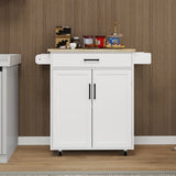 Kitchen island rolling trolley cart with 1 drawer & 2 doors with storage racks & Adjustable Shelves & towel rack - V.I.P Digital Presence
