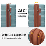 Hardshell Luggage Sets 3 Pcs Spinner Suitcase with TSA Lock Lightweight 20''24''28''  Green + ABS