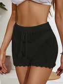 Hook flower hollowed out beach shorts with drawstring - V.I.P Digital Presence