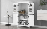 Bathroom floor storage cabinet, bathroom storage unit, 4-door independent cabinet, adjustable shelf, adaptive shelf, white - V.I.P Digital Presence
