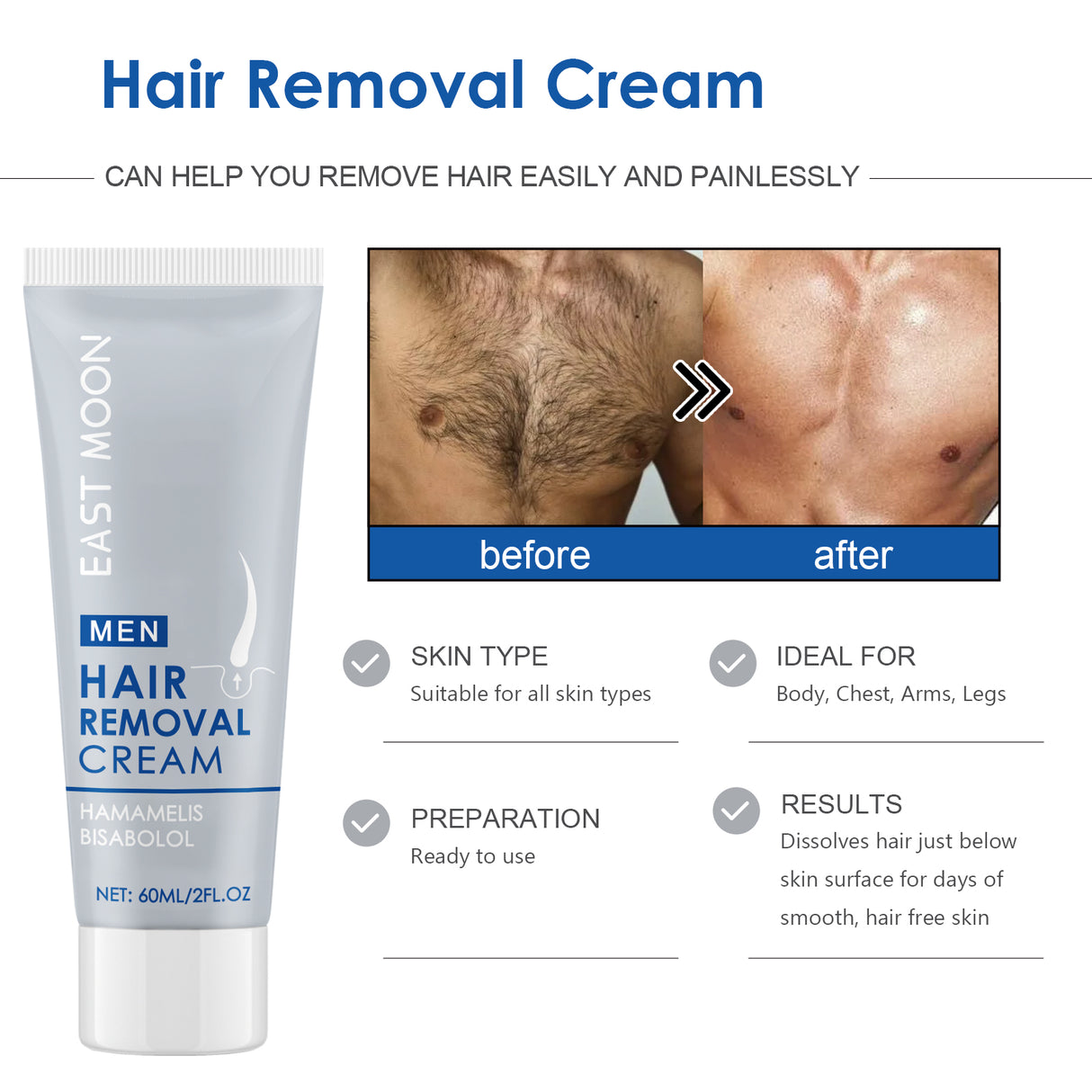 Hair Removal Cream, For Men Men's Underarm Arm And Leg Hair Gentle Non-Irritating Cleaning Hair Removal Cream - V.I.P Digital Presence