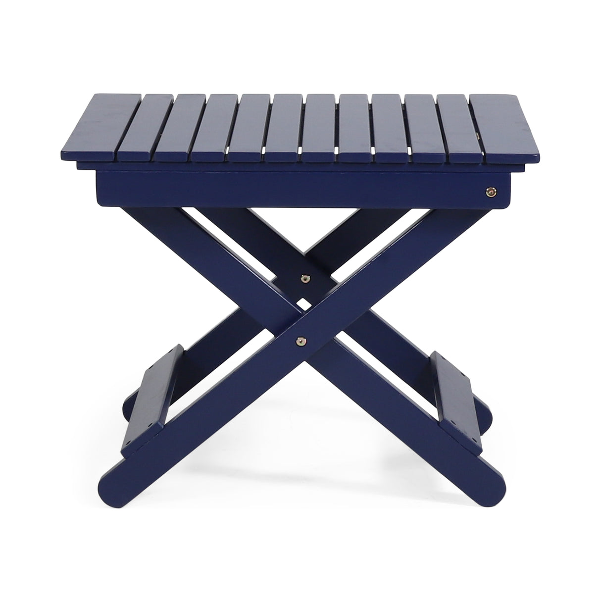 Outdoor Folding Wooden Side Table, Navy Blue, 15"D x 22.75"W x 18.25"H - V.I.P Digital Presence