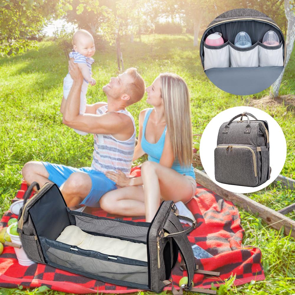 Mochila para bebés convertible, ligera y multiusos, para mamás y papás, ideal para guardar pañales de viaje y cunas. 