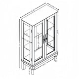 Dual door Curio cabinet with tempered glass doors, mirrored back panel and adjustable shelves, home lighting display cabinet Oak - V.I.P Digital Presence