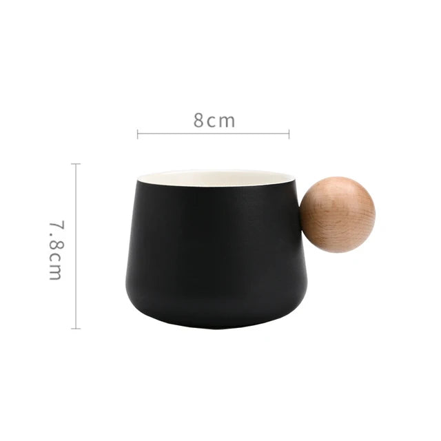 Ceramic Coffee Cup and Saucer Set Espresso Cups Light Luxury Wooden Handle Afternoon Tea Mug Female Original Mugs Couple Gifts - V.I.P Digital Presence