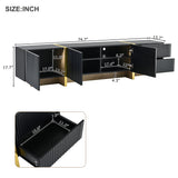 Luxury Fluted TV Stand for TVs Up to 80'', Modern Entertainment Center with Storage Cabinets & Drawers Black - V.I.P Digital Presence
