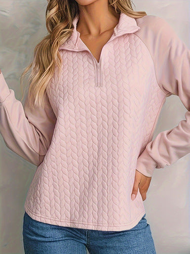 Texture Quarter Zip Long Sleeve Sweatshirt - V.I.P Digital Presence