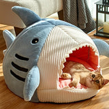 Autumn and Winter Warm Internet Celebrity Big Mouth Shark Pet Nest Semi Closed Cat Nest Dog Nest with Mat Deep Sleep Pet Supplies - V.I.P Digital Presence
