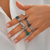 French retro irregular alloy ring light luxury style geometric drip oil ring set - V.I.P Digital Presence