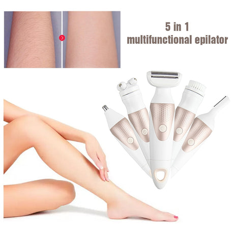 5 In 1 Electric Shaver Waterproof Razor Shaving Machine Women Hair Leg Bikini Depilation Trimmer Depilatory Hair Remover - V.I.P Digital Presence