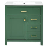 30-Inch Green Bathroom Vanity with Ceramic Sink and Ample Storage - Ideal Choice for Small Bathrooms - V.I.P Digital Presence