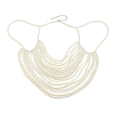 Multi layer imitation pearl black chain woven pearl layered body chain - V.I.P Digital Presence