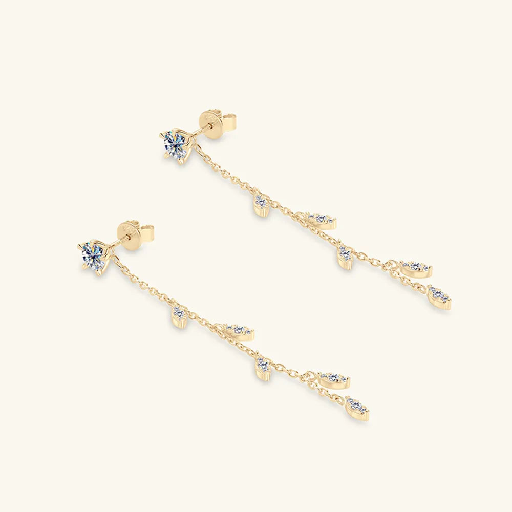 1.38 Carat Moissanite 925 Sterling Silver Leaf Earrings - V.I.P Digital Presence
