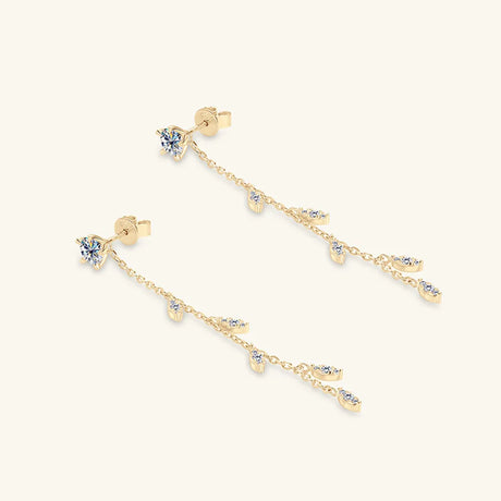 1.38 Carat Moissanite 925 Sterling Silver Leaf Earrings - V.I.P Digital Presence
