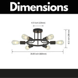 6 Light Modern Sputnik Lights Semi Flush Mount Ceiling Light Black Finished - V.I.P Digital Presence