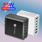 Cargador de teléfono móvil de carga rápida estándar PD55W QC3.0 + PD25W 3PD + 3USB cabezal de carga de viaje