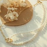 New freshwater pearl patchwork necklace made of stainless steel and 18K gold for women - V.I.P Digital Presence