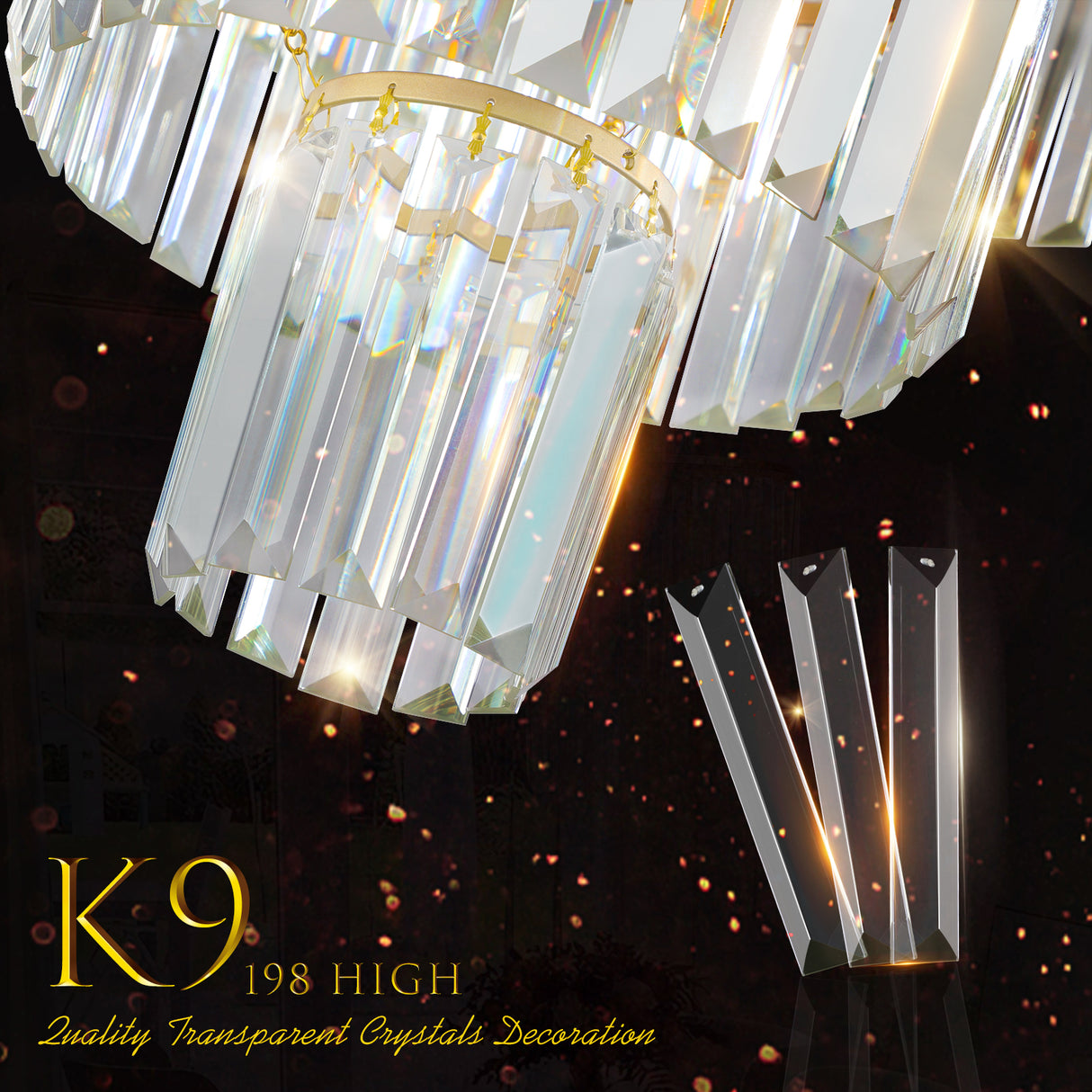 Luxury Crystal Chandelier Modern Chandeliers Lights Fixture Hanging Pendant Light Fixture Dia 19.7 Inch - V.I.P Digital Presence