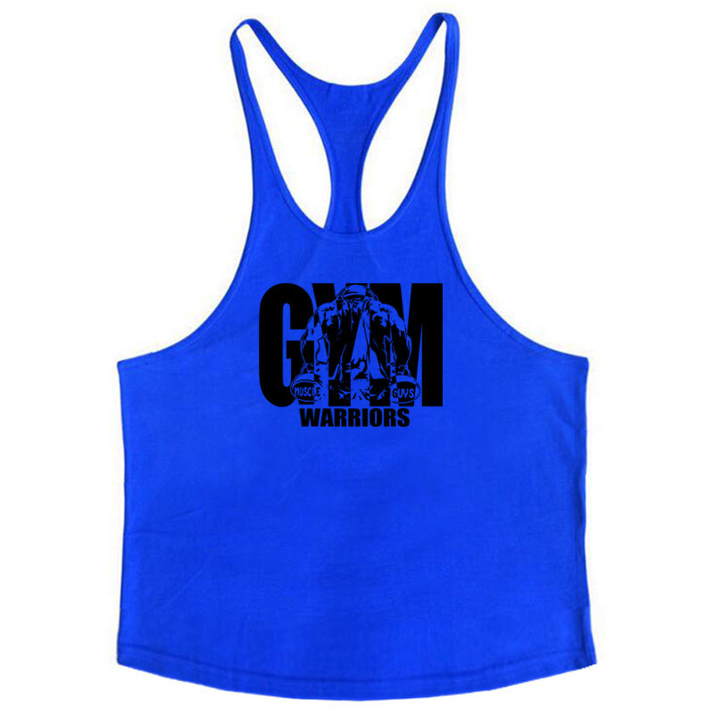 Cotton fitness vest GYM WARRIORS sport deep digging thin shoulder strap shirt - V.I.P Digital Presence