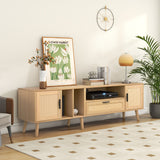 Vine TV stand with 2 cabinets and 2 open shelves, suitable for TVs under 80 inches, with solid wood legs for TV cabinets - V.I.P Digital Presence