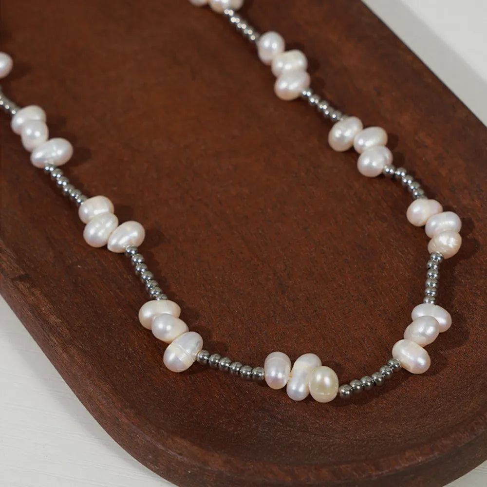 Freshwater Pearl Titanium Steel Bead Necklace - V.I.P Digital Presence