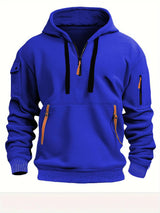 Half zip hoodie hooded sweatshirt with multiple pockets zipper pullover for men's sports and casual sweatshirt for men - V.I.P Digital Presence