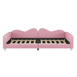 Full size Upholstered Daybed, Sherpa Fabric Sofabed with Cloud-Shaped Backrest, No Box-spring Needed, Pink - V.I.P Digital Presence