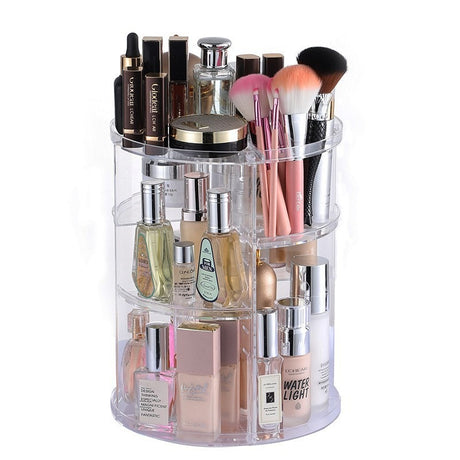 Rotating cosmetic storage box transparent desktop display rack dressing table makeup brush skincare product storage rack - V.I.P Digital Presence