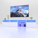 TV console with storage cabinet, 82.6-inch long LED TV stand with 31 mode switching lights (white, suitable for 75/80 inch TVs) - V.I.P Digital Presence