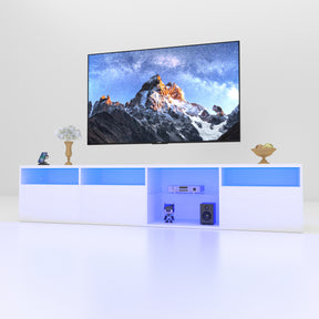 TV console with storage cabinet, 82.6-inch long LED TV stand with 31 mode switching lights (white, suitable for 75/80 inch TVs) - V.I.P Digital Presence