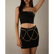 Punk women's hollow metal tassel chest chain U-shaped cross sexy French waist chain - V.I.P Digital Presence