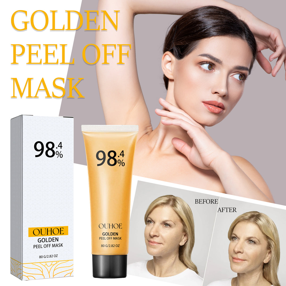 24k Gold Peel Mask Deeply Cleanses The Skin Of Blackheads, Pimples, Delicate Pores And Tighteners Skin Care - V.I.P Digital Presence