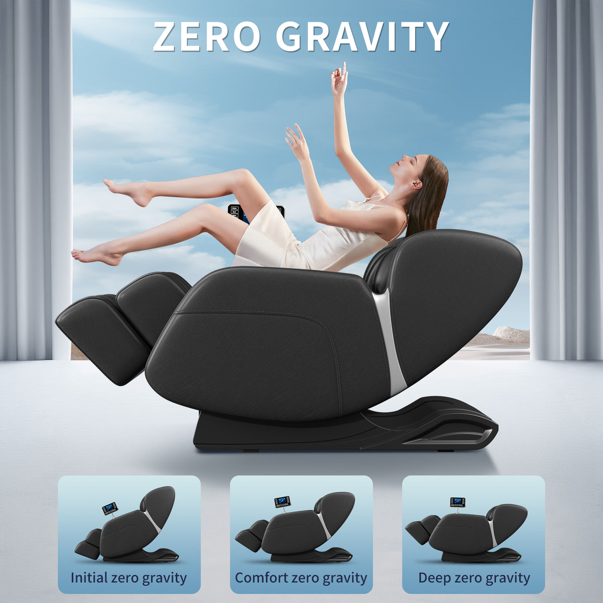 Full body deep tissue massage chair, foot massage, 8 fixed massage rollers, touch screen suitable for 5.1-5.75 feet high (black) - V.I.P Digital Presence