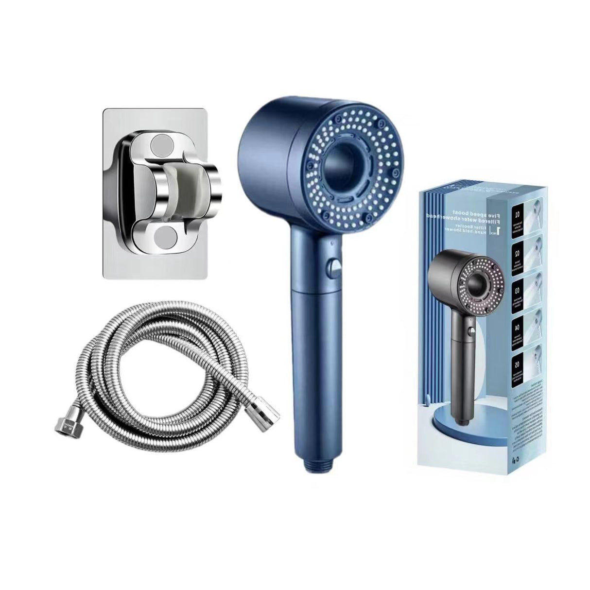 Hollow out household super pressurized showerhead bathroom water heater turbo large water outlet five level filter showerhead - V.I.P Digital Presence
