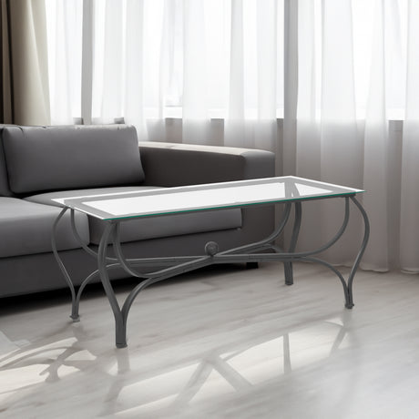 Tempered glass surface 3-piece coffee table decoration rectangular coffee table with 2 square end tables (country black) - V.I.P Digital Presence
