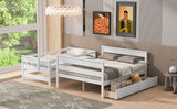 Wood Twin over Full Bunk Bed with 2 Drawers  White