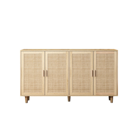 62.20"Elegant and Functional 4-Door Rattan Decorative Storage Cabinet,for Bedroom,Living Room,Office,Easy Assembl - V.I.P Digital Presence