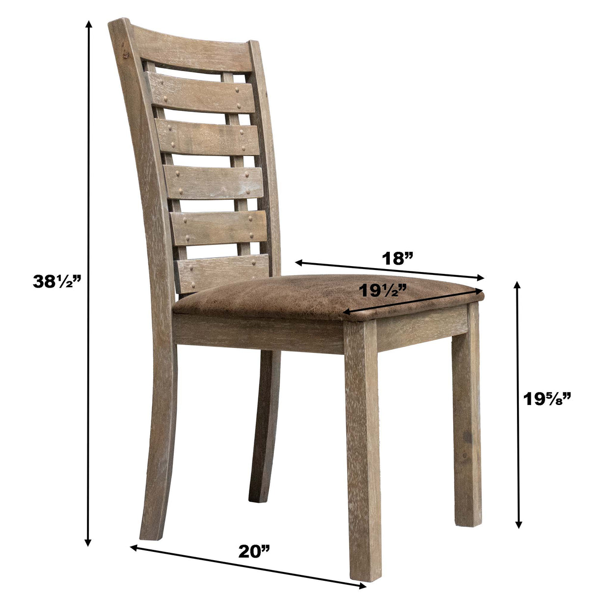 Set of 2 Dining Chairs Modern Farmhouse Rustic Look Distressed Design Ladderback Solid Wood - V.I.P Digital Presence