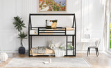 Twin over Twin House Bunk Bed with Built-in Ladder,Black - V.I.P Digital Presence