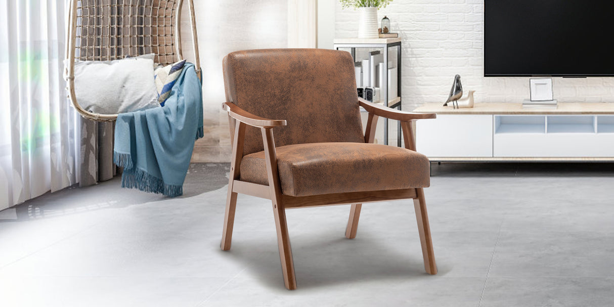 Medieval modern chair, solid wood frame living room chair, accent chair with ultra thick backrest - V.I.P Digital Presence