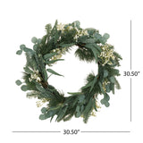 30IN Eucalyptus leaves, pine twigs, stars wreath - V.I.P Digital Presence