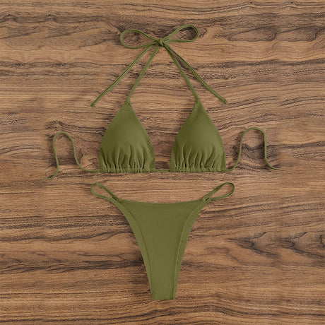 Hanging neck tie bikini multi-color three-point swimsuit hot spring swimsuit - V.I.P Digital Presence