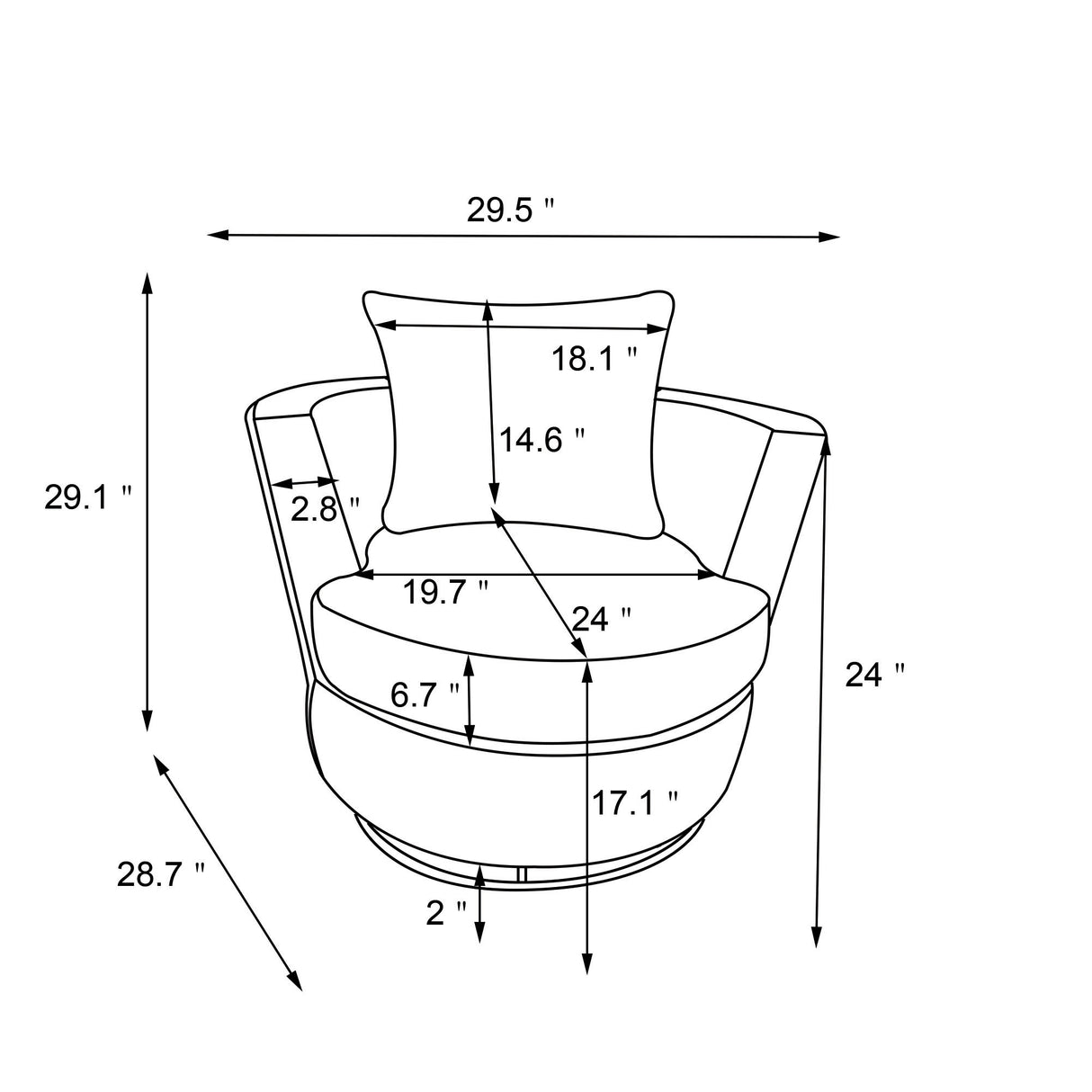 Rotating bucket chair living room comfortable circular sofa chair 360 degree rotating bucket chair armchair (black) - V.I.P Digital Presence