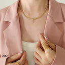 Brass Inlaid Zircon Letter Pendant Necklace - V.I.P Digital Presence
