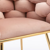 Luxury modern simple leisure velvet single sofa chair bedroom stool manicure table back chair pink set of 2 - V.I.P Digital Presence