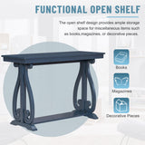 48-Inch Rustic Vintage Console Table --- Farmhouse Style Entryway Table with Open Shelf and Sturdy Construction (Navy) - V.I.P Digital Presence