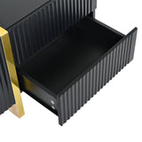 Luxury Fluted TV Stand for TVs Up to 80'', Modern Entertainment Center with Storage Cabinets & Drawers Black - V.I.P Digital Presence