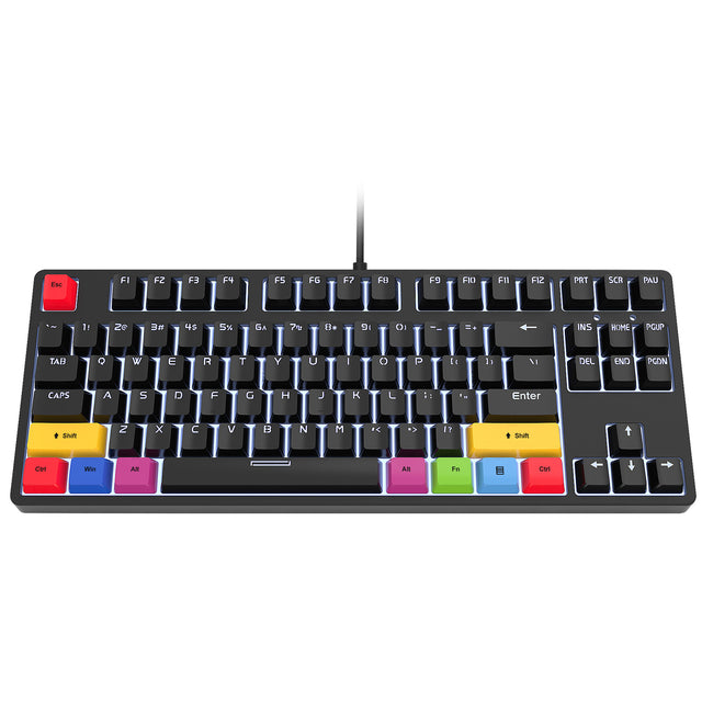 87 key wired mechanical gaming keyboard with red axis for esports and office use, with over 20 types of white light insertable shafts - V.I.P Digital Presence
