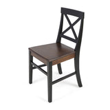 Roshan Farmhouse Acacia Wood Dining Chairs, Black / Walnut (Set of 2) - V.I.P Digital Presence