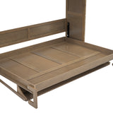 Full Size Murphy Bed with Wardrobe, Drawers and Open Shelves, Antique Grey - V.I.P Digital Presence